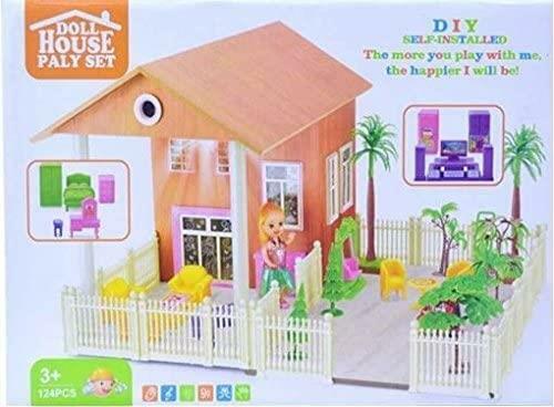 Kids Girls Doll House | Toy Play Set 124 Pcs with Sound and Light