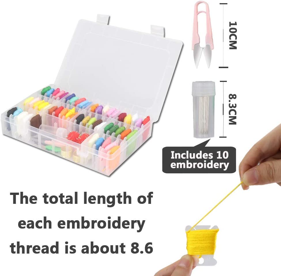 Embroidery Threads kit Sewing Kits- with 5 Free Embroidery Tools Colour Floss Cross Stitch Threads (50 Color)