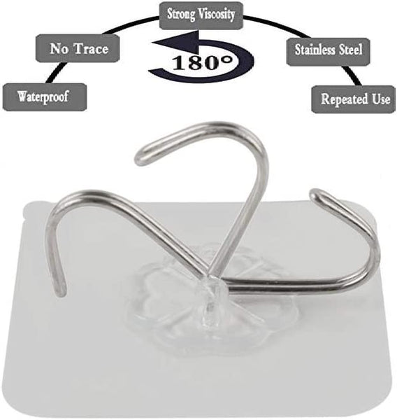 Strong Self Adhesive Hooks, Reusable Wall Hooks for Hanging, Waterproof and Transparent Wall Hooks, Pack Size 14