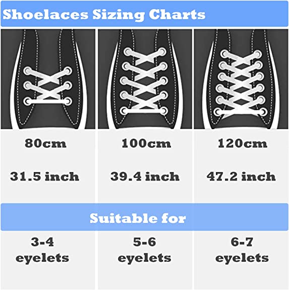 Shoelaces Flat, Trainer Shoe laces - Laces for Kids, Men/Women 80-120cm Length