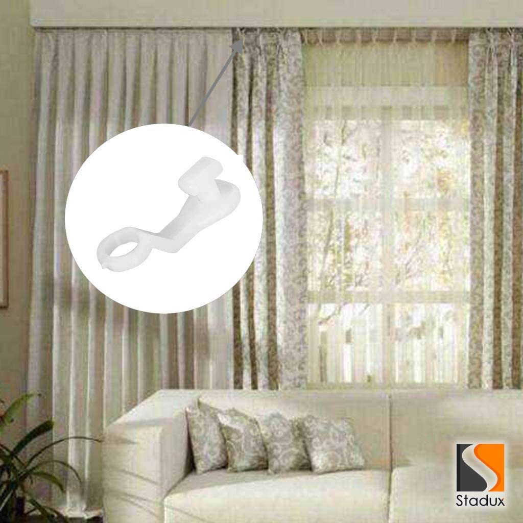 Curtain Hooks Plastic White For Door Curtain, Window Curtain, Shower Curtain, 50pcs