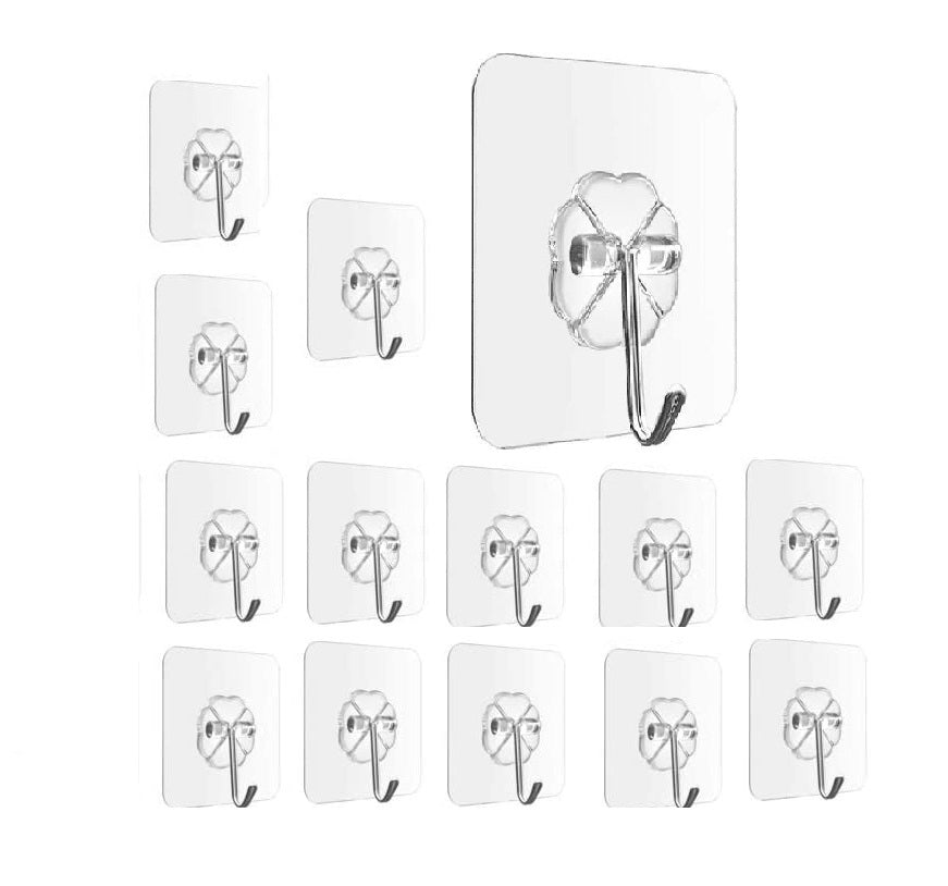 Wall Mounted Self Adhesive Hooks - Reusable Wall Hooks for Hanging