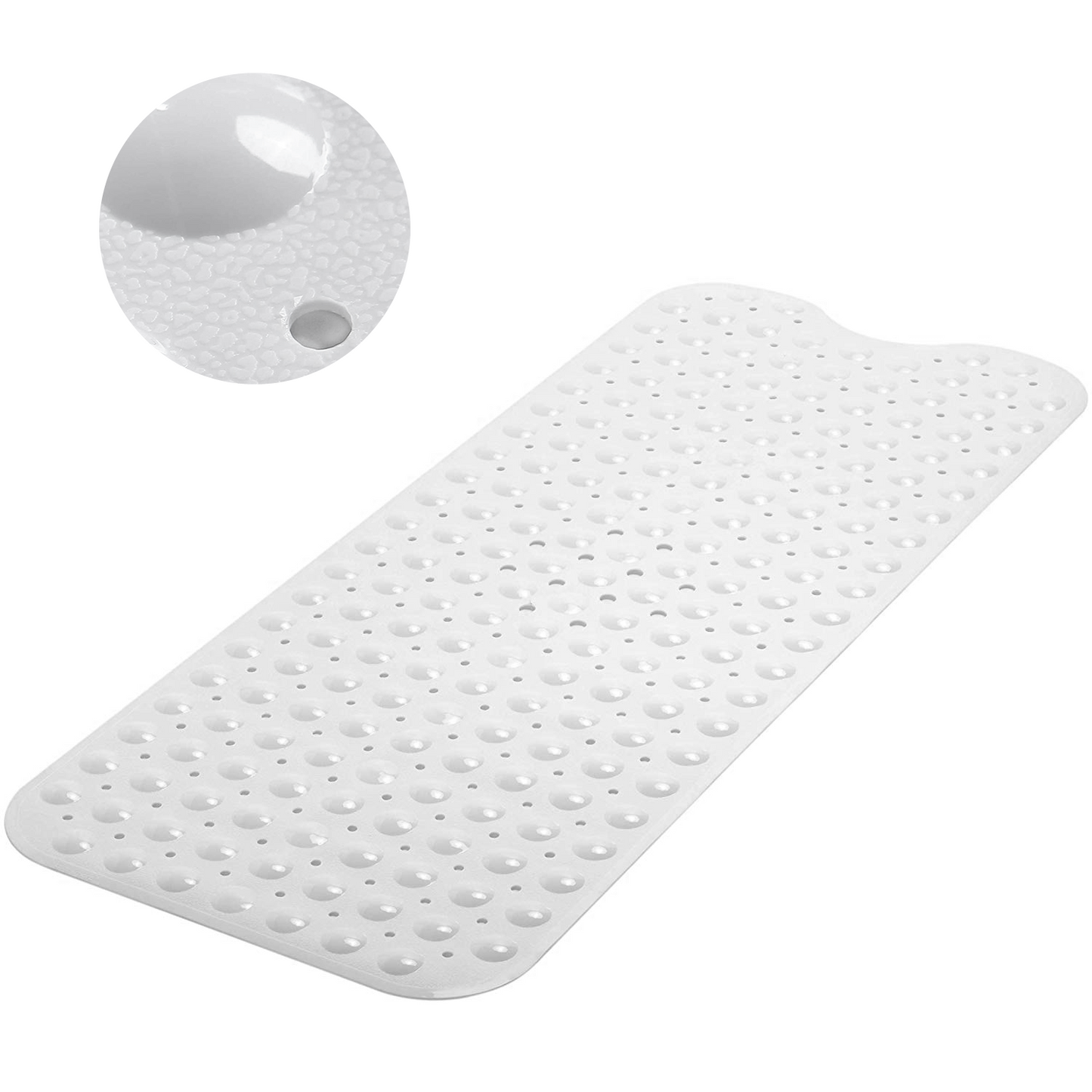 Non Slip Bath Mats Shower Mats with Anti Slip Suction Cups (Opaque White)