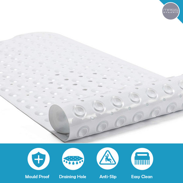 Non-Slip Bath Mat Extra Long – Machine Washable Shower Mat with Anti-Slip Suction Cups